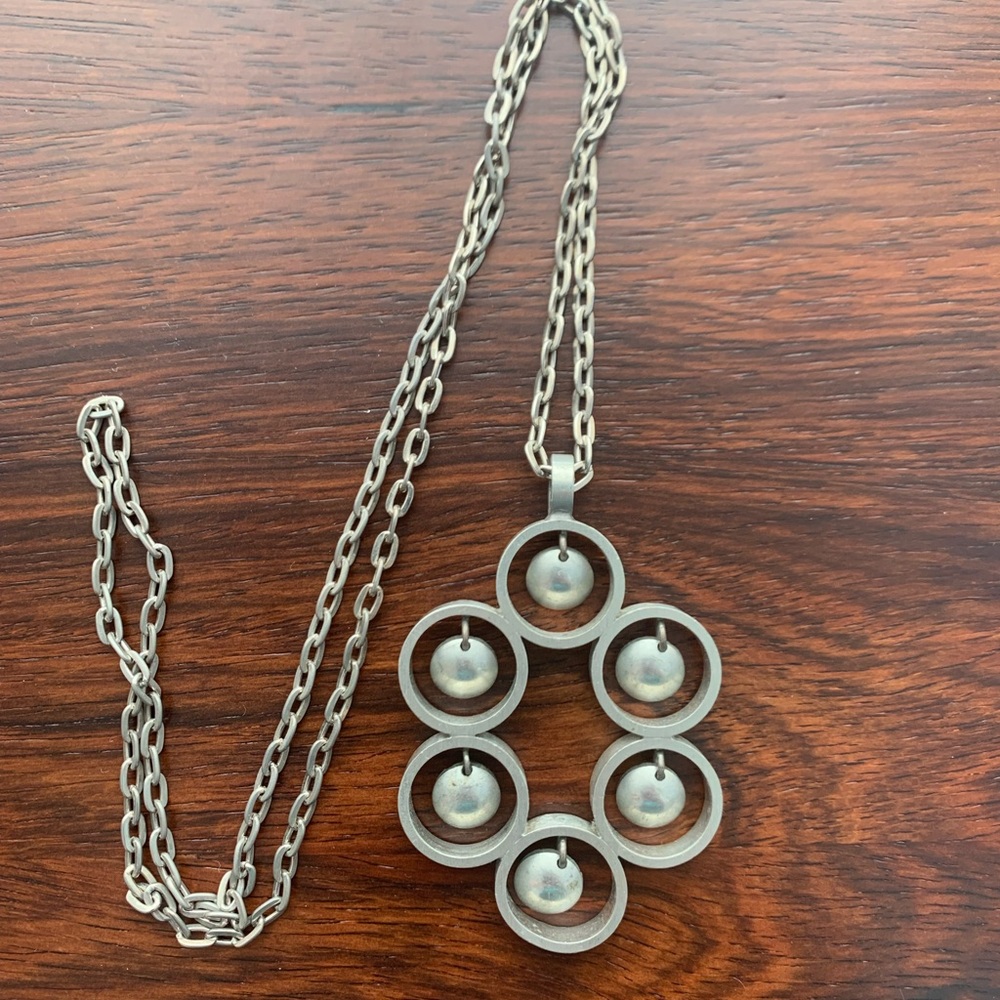 Vintage Mod Kinetic Pewter Necklace